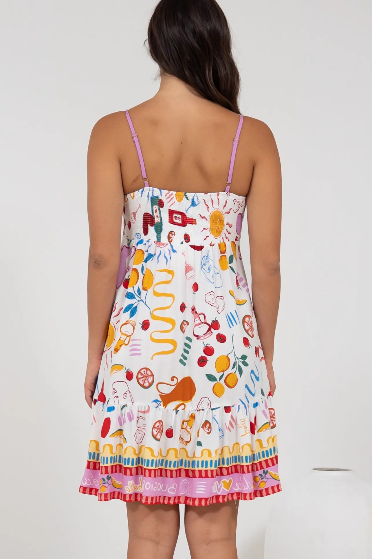 Essie Mini Dress - Sun Dress With Shirred Back In Dolce Vita>Salty Crush Best
