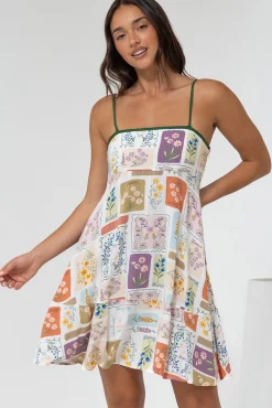 Essie Mini Dress - Sun Dress With Shirred Back In Reina Print>Salty Crush Clearance