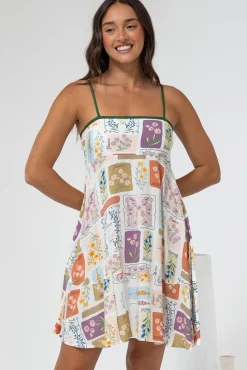 Essie Mini Dress - Sun Dress With Shirred Back In Reina Print>Salty Crush Clearance