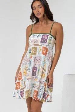 Essie Mini Dress - Sun Dress With Shirred Back In Reina Print><noscript><img width=
