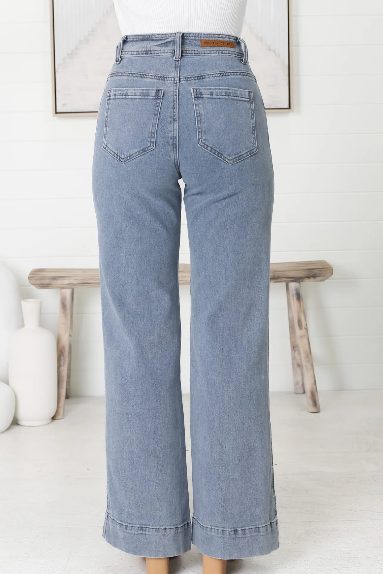 Farah Jeans - Highwaisted Flare Leg Stretch Jean in Light Denim>Salty Crush Sale