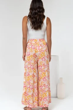 Finlee Pants - Attached Wrap Belt with Tassels Wide Leg Pants in Celine Print><noscript><img width=