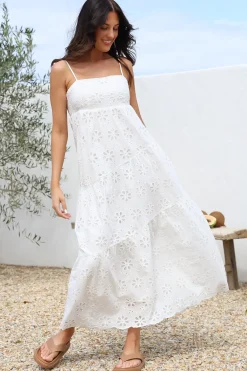 Giulia Maxi Dress - Floral Embroidered Sun Dress in White><noscript><img width=