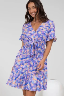 Handel Mini Dress in Confetti Print Purple>Salty Crush Best