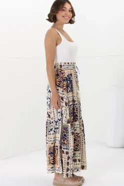 Hellen Maxi Skirt - High Waisted Skirt with Front Splits in Alphy Print><noscript><img width=