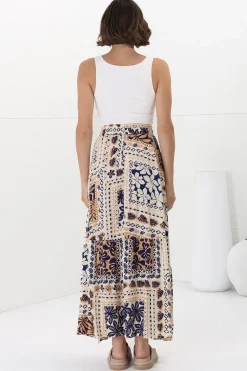 Hellen Maxi Skirt - High Waisted Skirt with Front Splits in Alphy Print><noscript><img width=
