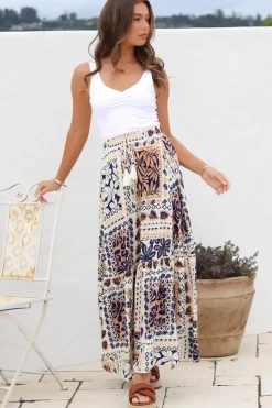 Hellen Maxi Skirt - High Waisted Skirt with Front Splits in Alphy Print><noscript><img width=