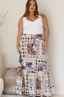 Hellen Maxi Skirt - High Waisted Skirt with Front Splits in Alphy Print><noscript><img width=