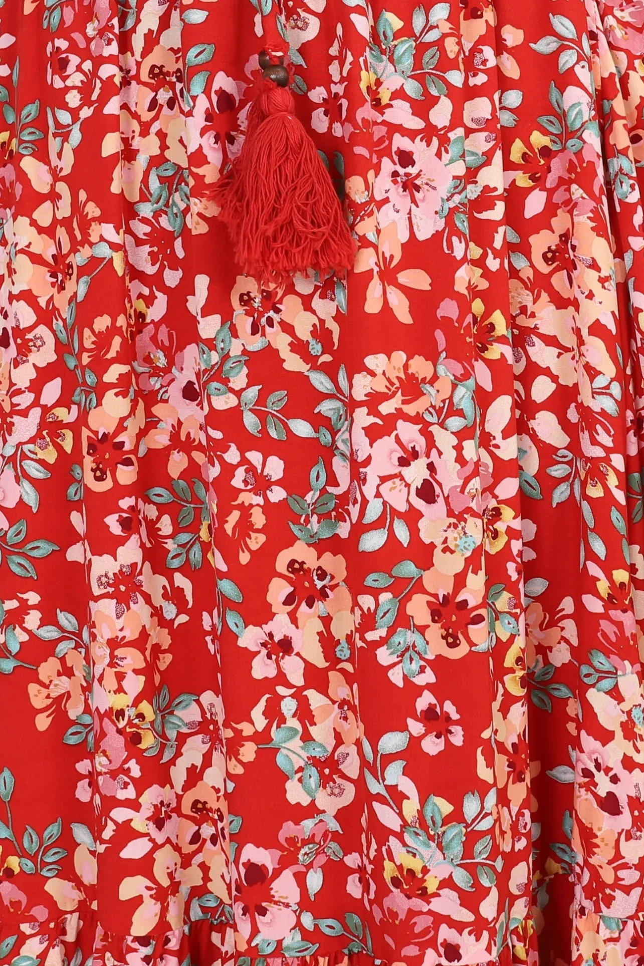 Hellen Maxi Skirt - High Waisted Skirt with Front Splits in Florentina Print Red>Salty Crush Sale