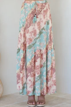 Hellen Maxi Skirt - High Waisted Skirt with Front Splits in Clavelle Print><noscript><img width=