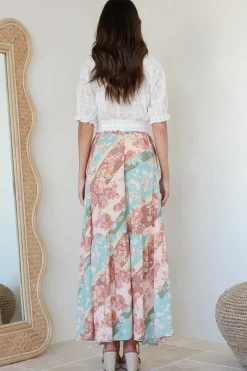 Hellen Maxi Skirt - High Waisted Skirt with Front Splits in Clavelle Print><noscript><img width=