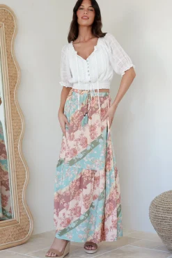 Hellen Maxi Skirt - High Waisted Skirt with Front Splits in Clavelle Print><noscript><img width=