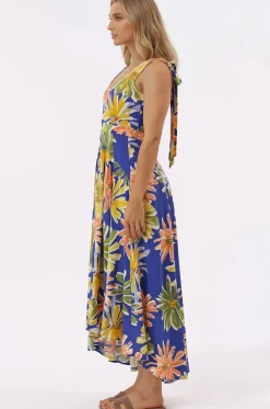 Hilde Maxi Dress - Tie Sleeve A-Line Sun Dress in Rosalia Print><noscript><img width=
