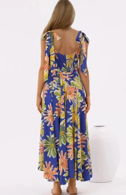 Hilde Maxi Dress - Tie Sleeve A-Line Sun Dress in Rosalia Print><noscript><img width=
