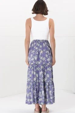 Ishaka Maxi Skirt/Midi Dress - Shirred Waistband Tiered Skirt or Dress in Floral Print><noscript><img width=