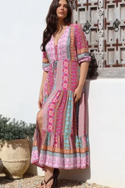 JAASE - Tessa Maxi Dress: A Line Pull Tie Waist Dress in Cedella Print><noscript><img width=