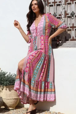 JAASE - Tessa Maxi Dress: A Line Pull Tie Waist Dress in Cedella Print><noscript><img width=