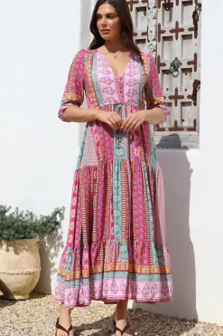 JAASE - Tessa Maxi Dress: A Line Pull Tie Waist Dress in Cedella Print><noscript><img width=