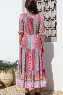 JAASE - Tessa Maxi Dress: A Line Pull Tie Waist Dress in Cedella Print><noscript><img width=