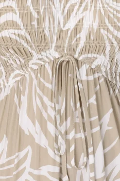 Jaden Midi Dress - Elasticated Bodice A-Line Dress in Jeani Print Beige><noscript><img width=
