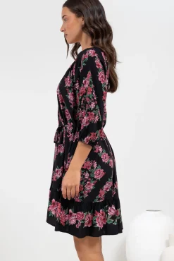 Jannis Mini Dress - Scoop Neckline Shift Dress with Belt in Love Story Print><noscript><img width=