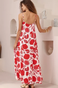 Java Maxi Dress - Adjustable Strap Scoop Neckline Sun Dress in Alexa Print><noscript><img width=