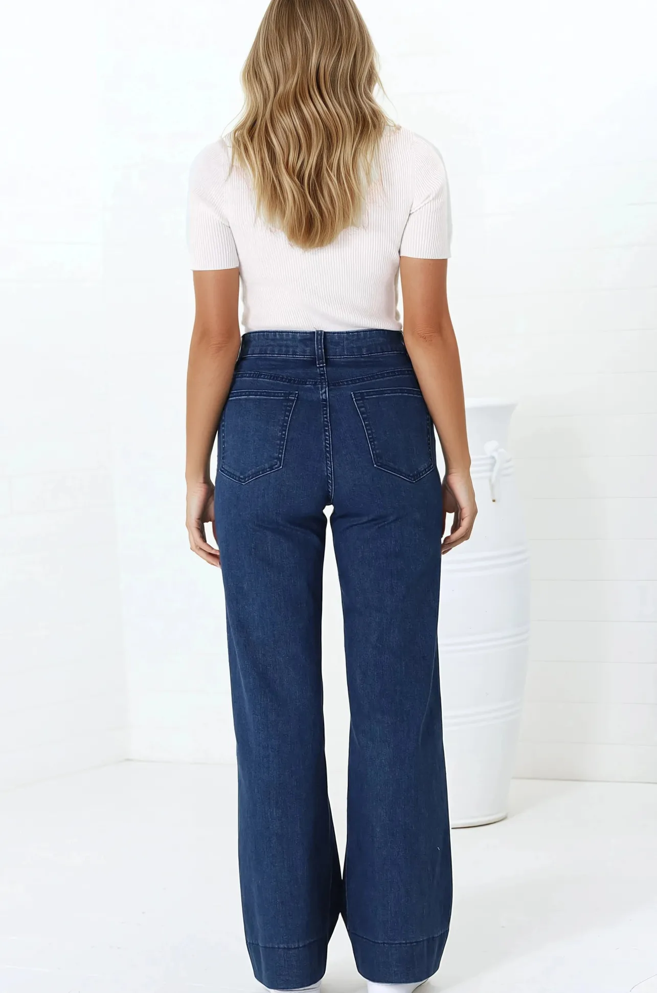 Jesse Jeans - High Waisted Wide Leg Jeans in Dark Denim>Salty Crush New