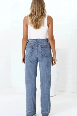 Jesse Jeans - High Waisted Wide Leg Jeans in Medium Wash Denim><noscript><img width=