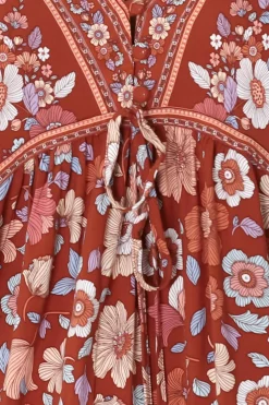 Joelle Top - V Neck High-Low Top in Anissa Print Rust><noscript><img width=