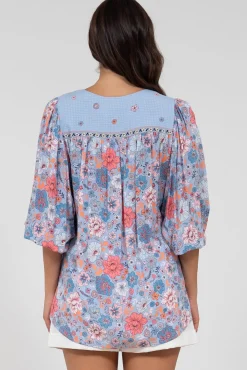 Joelle Top - V Neck High-Low Top in Marlo Print><noscript><img width=
