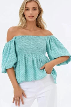 Jones Top - On or Off Shoulder Pull Over Top in Airin Print><noscript><img width=