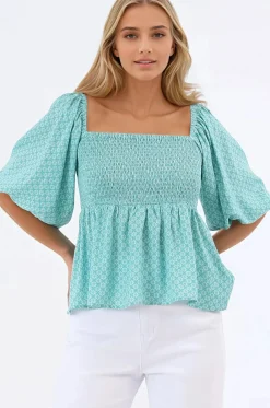 Jones Top - On or Off Shoulder Pull Over Top in Airin Print><noscript><img width=
