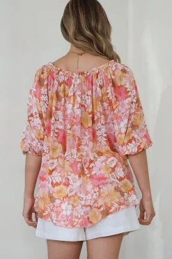 Journee Top - On or Off Shoulder Button Down in Tammi Print><noscript><img width=