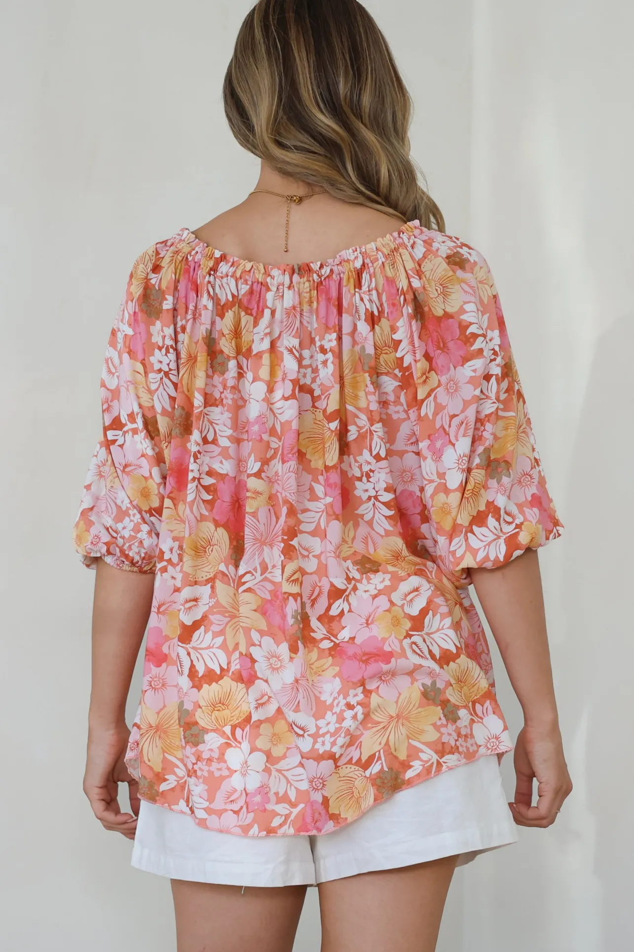 Journee Top - On or Off Shoulder Button Down in Tammi Print>Salty Crush Sale