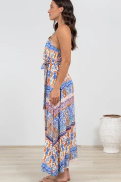 Judy Maxi Dress - Cross Bodice Sun Dress with Matching Belt in Belly Print><noscript><img width=