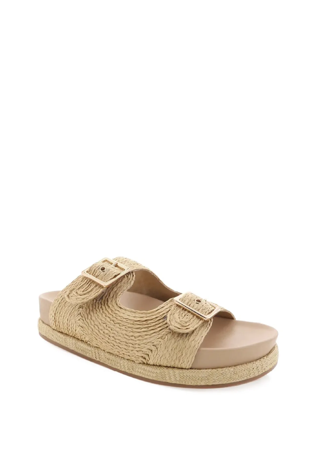 Juliet Sandals - Platform Slide in Natural Raffia>BILLINI Clearance