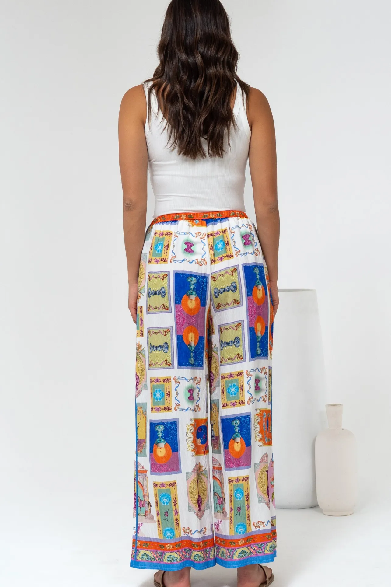 Keo Pants - High Waisted Wide Leg Pants in Marta Print>Salty Crush Outlet