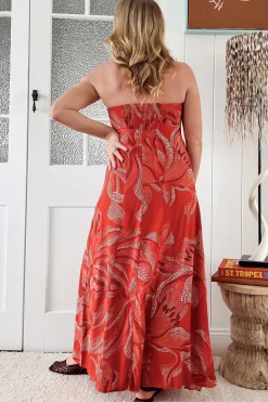 Kingsley Maxi Dress - Strapless A Line Maxi Dress in Hibiscus Print><noscript><img width=
