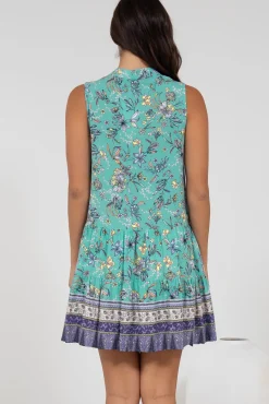 Kristy Mini Dress - Mandarin Collar Sleeveless Dress in Bristal Print><noscript><img width=