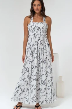 Laurita Maxi Dress - Adjustable Strap Elasticated Bodice Sun Dress in Samson Print>Salty Crush Sale