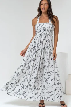 Laurita Maxi Dress - Adjustable Strap Elasticated Bodice Sun Dress in Samson Print><noscript><img width=