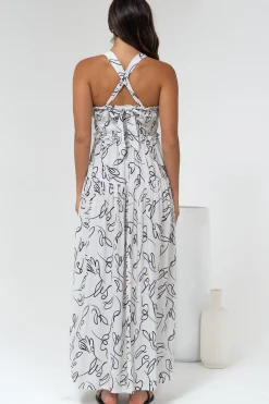 Laurita Maxi Dress - Adjustable Strap Elasticated Bodice Sun Dress in Samson Print><noscript><img width=