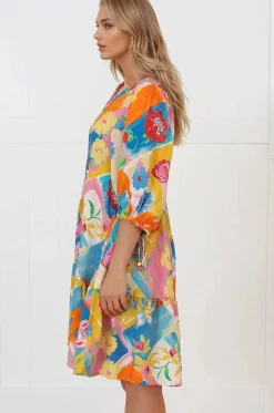 Lea Mini Dress - 3/4 Sleeve Babydolll Dress in Seraphina Print><noscript><img width=