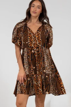 Lia Mini Dress - Balloon Sleeve Smock Dress in Riley Print><noscript><img width=