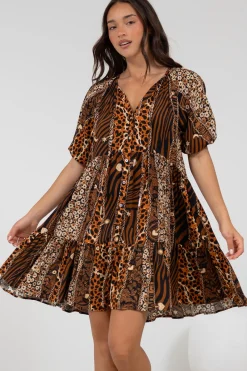 Lia Mini Dress - Balloon Sleeve Smock Dress in Riley Print><noscript><img width=