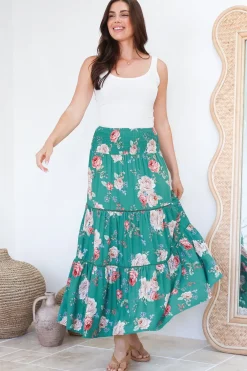 Louise Maxi Skirt/Midi Dress - Shirred Waistband Tiered Skirt or Dress in Floral Print><noscript><img width=