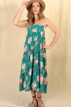 Louise Maxi Skirt/Midi Dress - Shirred Waistband Tiered Skirt or Dress in Floral Print><noscript><img width=