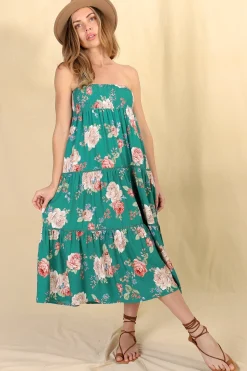 Louise Maxi Skirt/Midi Dress - Shirred Waistband Tiered Skirt or Dress in Floral Print><noscript><img width=