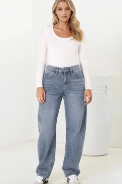 Luca Jeans - Whiskers Relaxed Barrel Jean in Stone Wash Denim><noscript><img width=