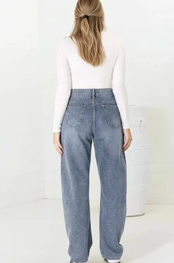 Luca Jeans - Whiskers Relaxed Barrel Jean in Stone Wash Denim><noscript><img width=